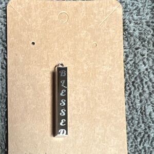 Laser engraved stainless steal 'Blessed' Pendant